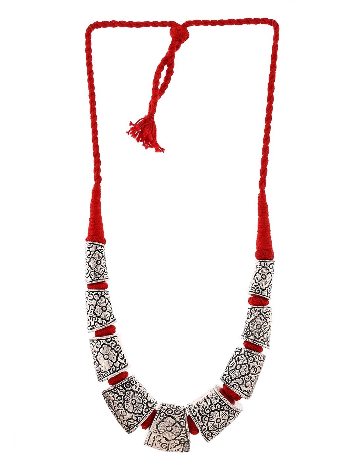 Imli Street Silver Tone Handcrafted Thread Necklace