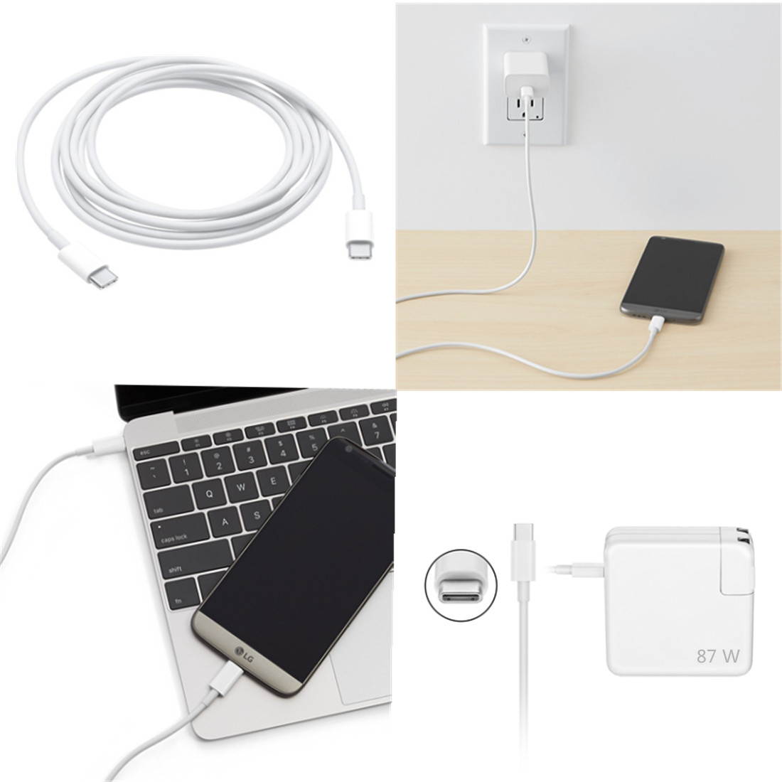 Apple 87W Macbook Pro Charger USB-C Power Adapter Charger with USB-C to USB-C Charge Cable 6.56