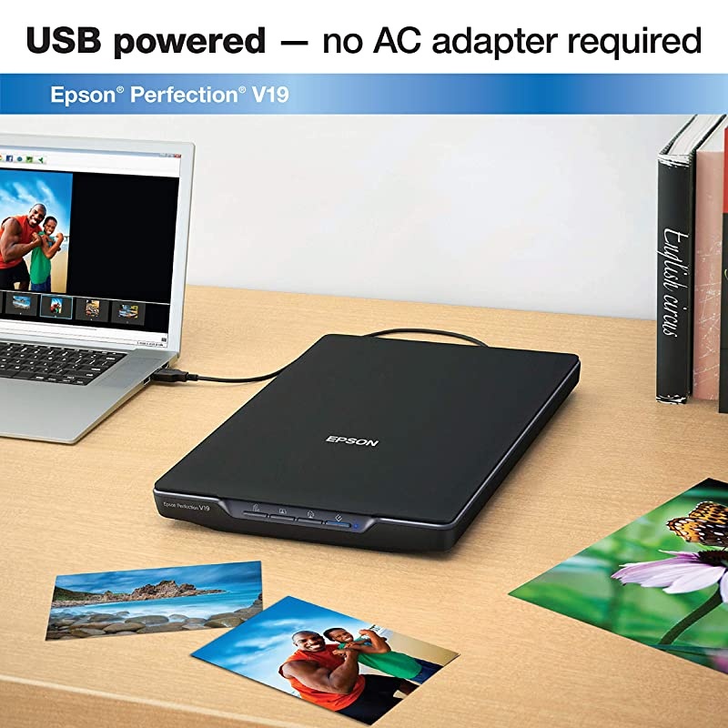 Perfection V19 Color Photo & Document Scanner with scan-to-cloud & 4800 dpi optical resolution , Black