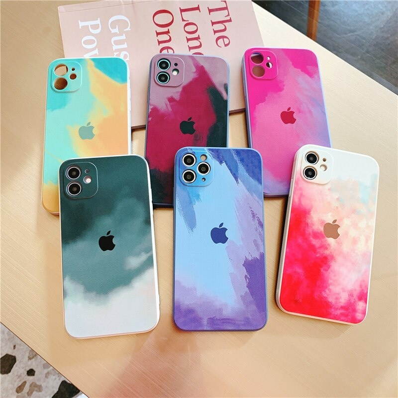 est Fashion Watercolor Plating TPU Soft Phone Case For IPhone 12 Pro MAX 6 Plus 7 8s XR XS MAX SE  Back Mobile Cover Capa