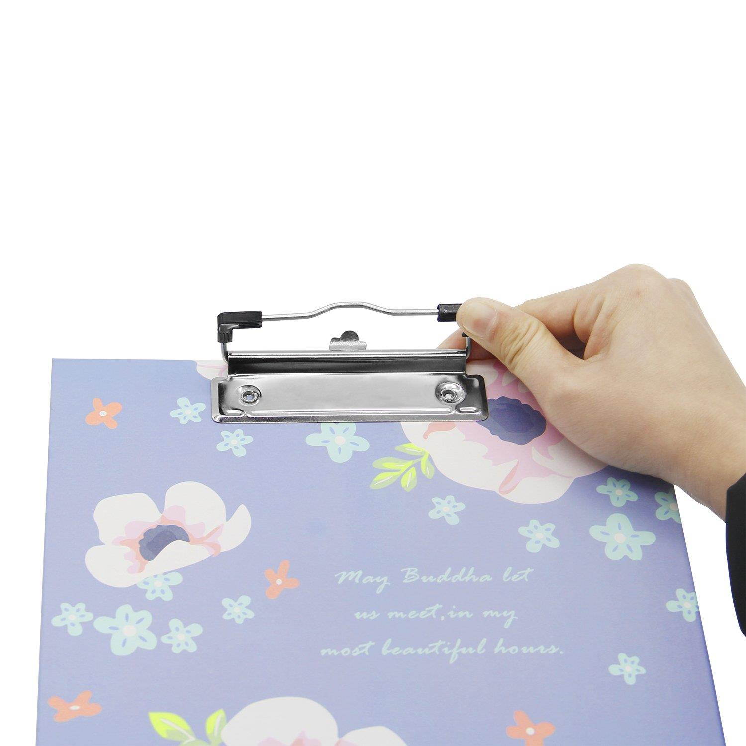 WIWAPLEX Paperboard Letter Size Colorful Clipboards Low Profile Clip 4PCS set, 8-5/8 by 12-1/4 inch