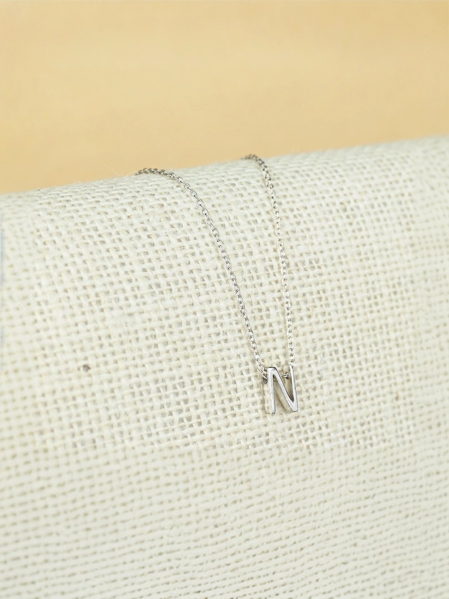 Touch925 Sterling Silver Noble N Initial Chain Pendant