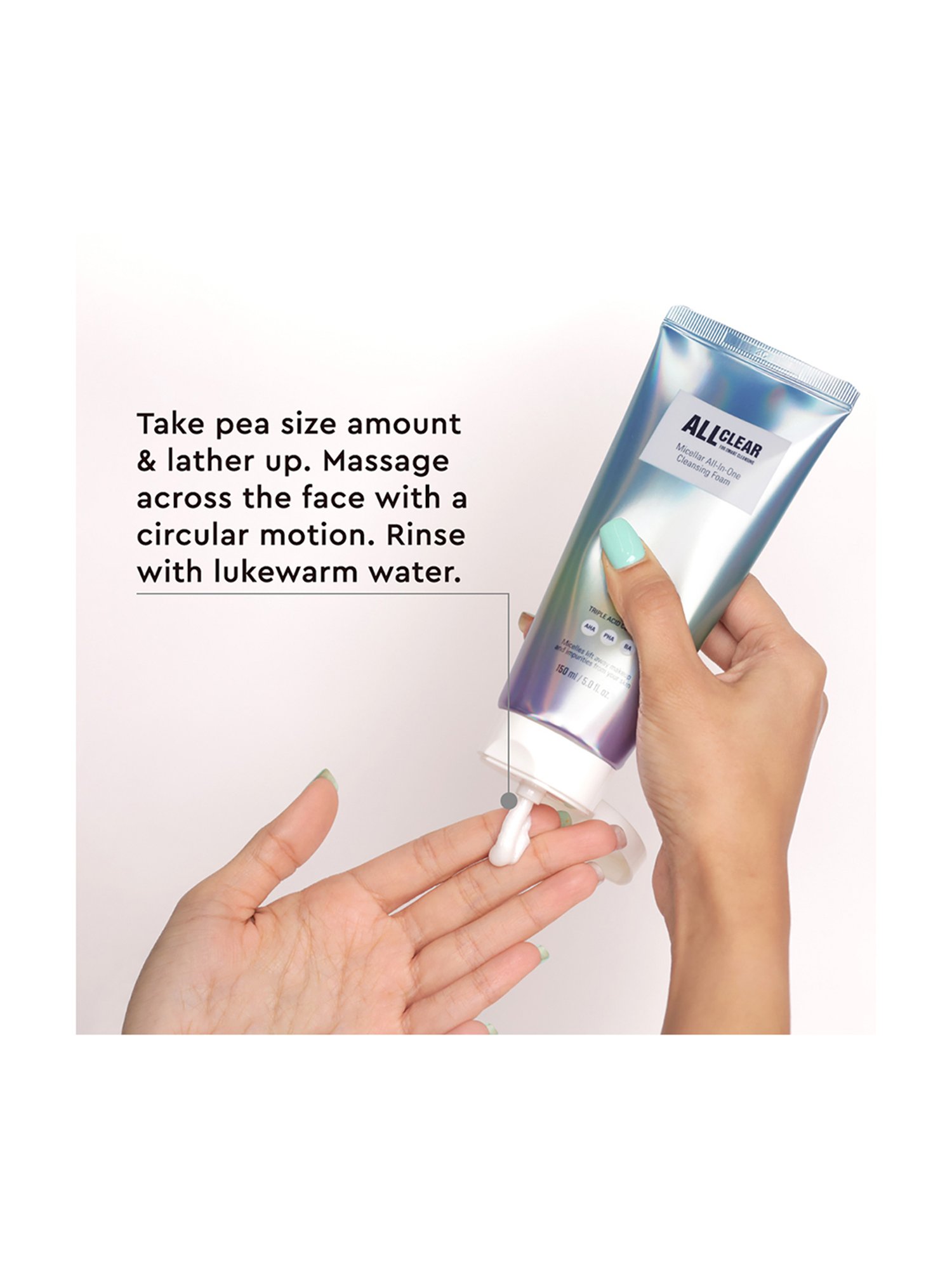 The Face Shop All Clear Micellar All-In-One Cleansing Foam with Hyaluronic Acid, AHA & PHA - 150 ml