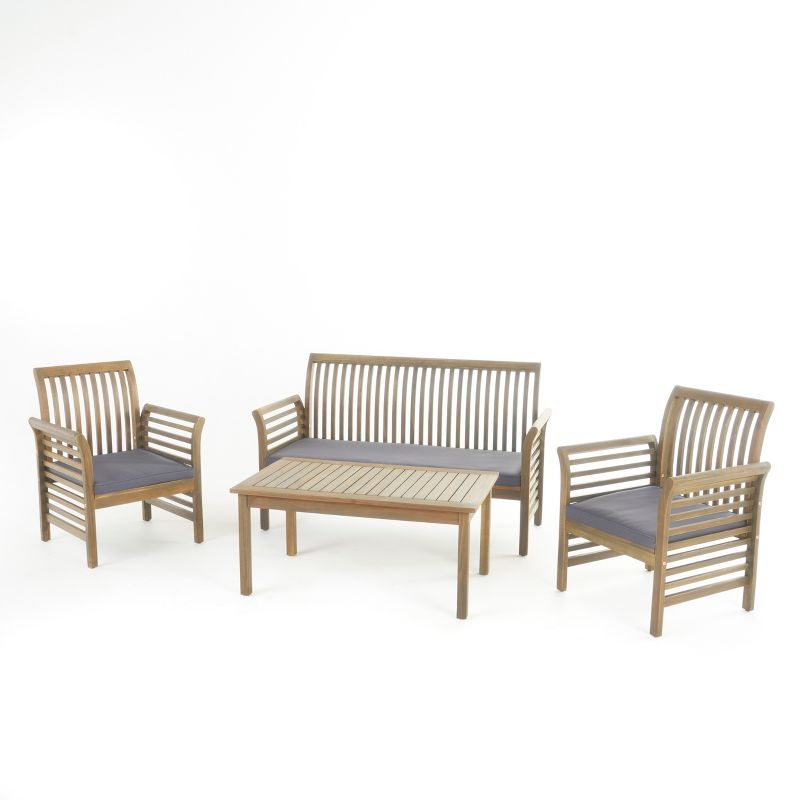 Desmond 4pc Acacia Chat Set - Gray/Dark Gray - Christopher Knight Home