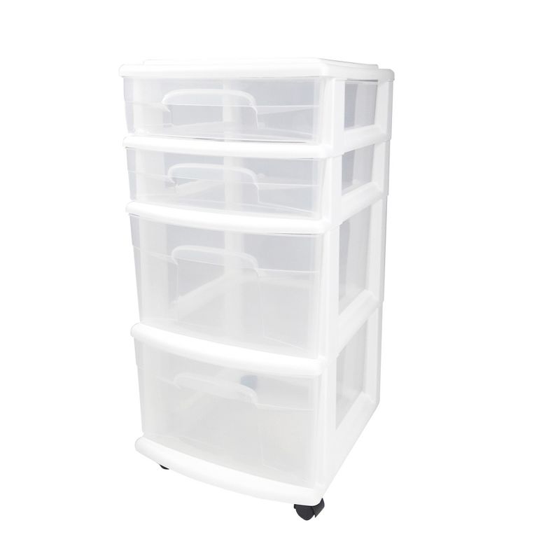 Homz 4-Drawer Medium Rolling Storage Cart - White