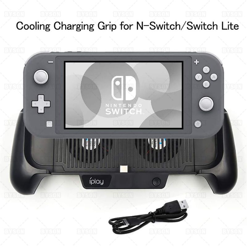 6000mAh Battery Charger Case for Nintendo Switch/Switch Lite, Portable Charger Shell Protective Case Stretchable Grip, Double Cooling Fans, Quick Charging Cooling Controller with Kickstand (Black)