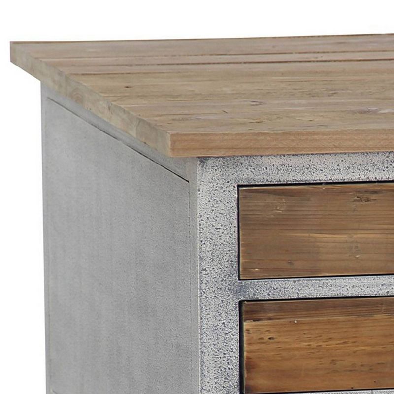 3 Drawer Wooden Coffee Table with Caster Wheels Brown/Gray - Benzara