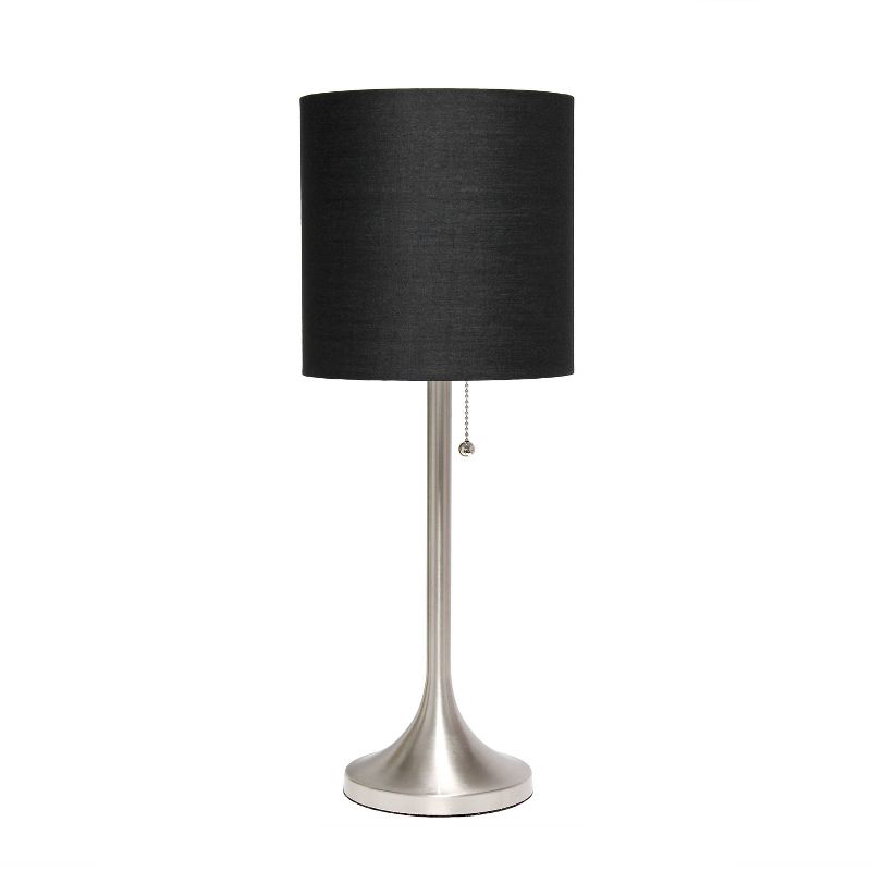 Tapered Desk Lamp with Fabric Drum Shade Black/Silver - Simple Designs