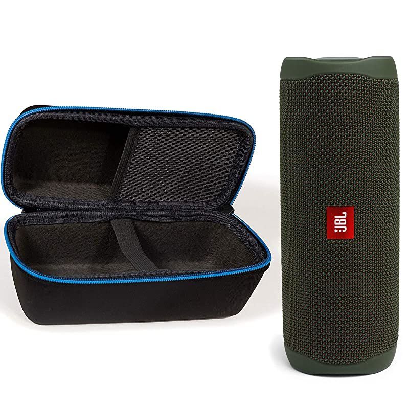 Flip 5 Waterproof Portable Wireless Bluetooth Speaker Bundle with divvi Protective Hardshell Case Green