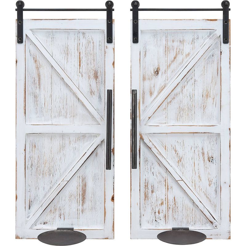 Set of 2 Eastman Farmhouse Barn Door Wall Sconce - FirsTime