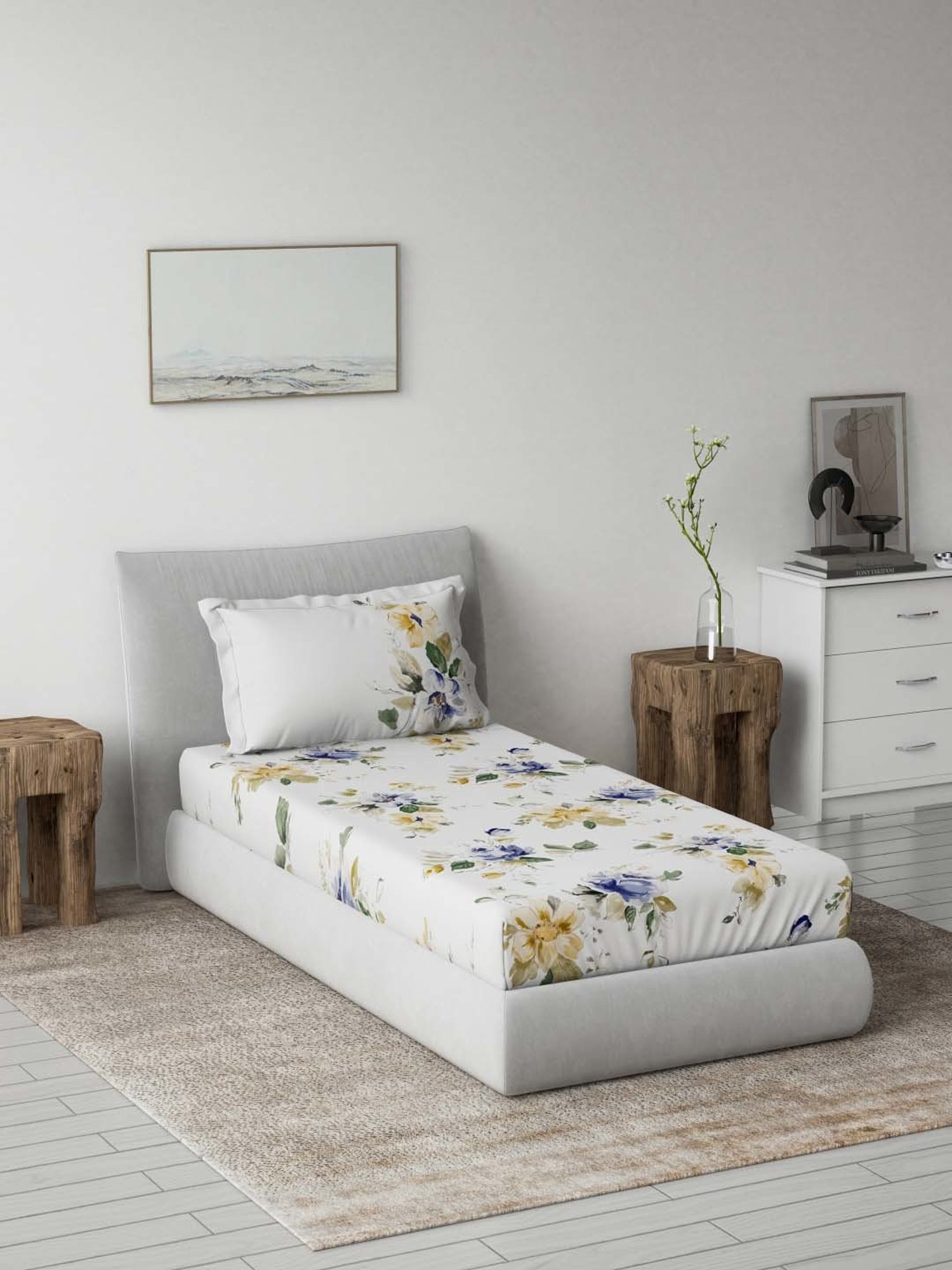 Ddecor Live beautiful Radiance Purple 144 TC Cotton Single Bedsheet with 1 Pillow Cover