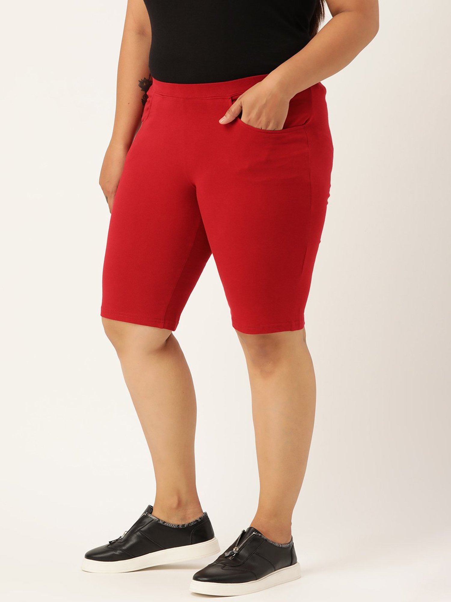 theRebelinme Maroon Cotton Shorts