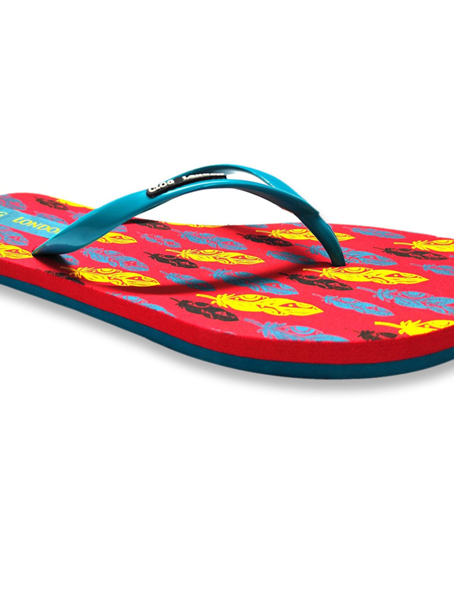 Clog London Women's Blue & Red Printed Flip Flops