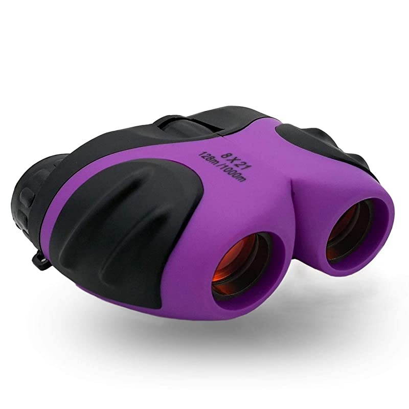 Shock Proof 8x21 Kids Binoculars Set with High Resolution Real Optics - Bird Watching - Birthday Presents - Gifts for Children - Outdoor Play - Toys for Boys and Girls