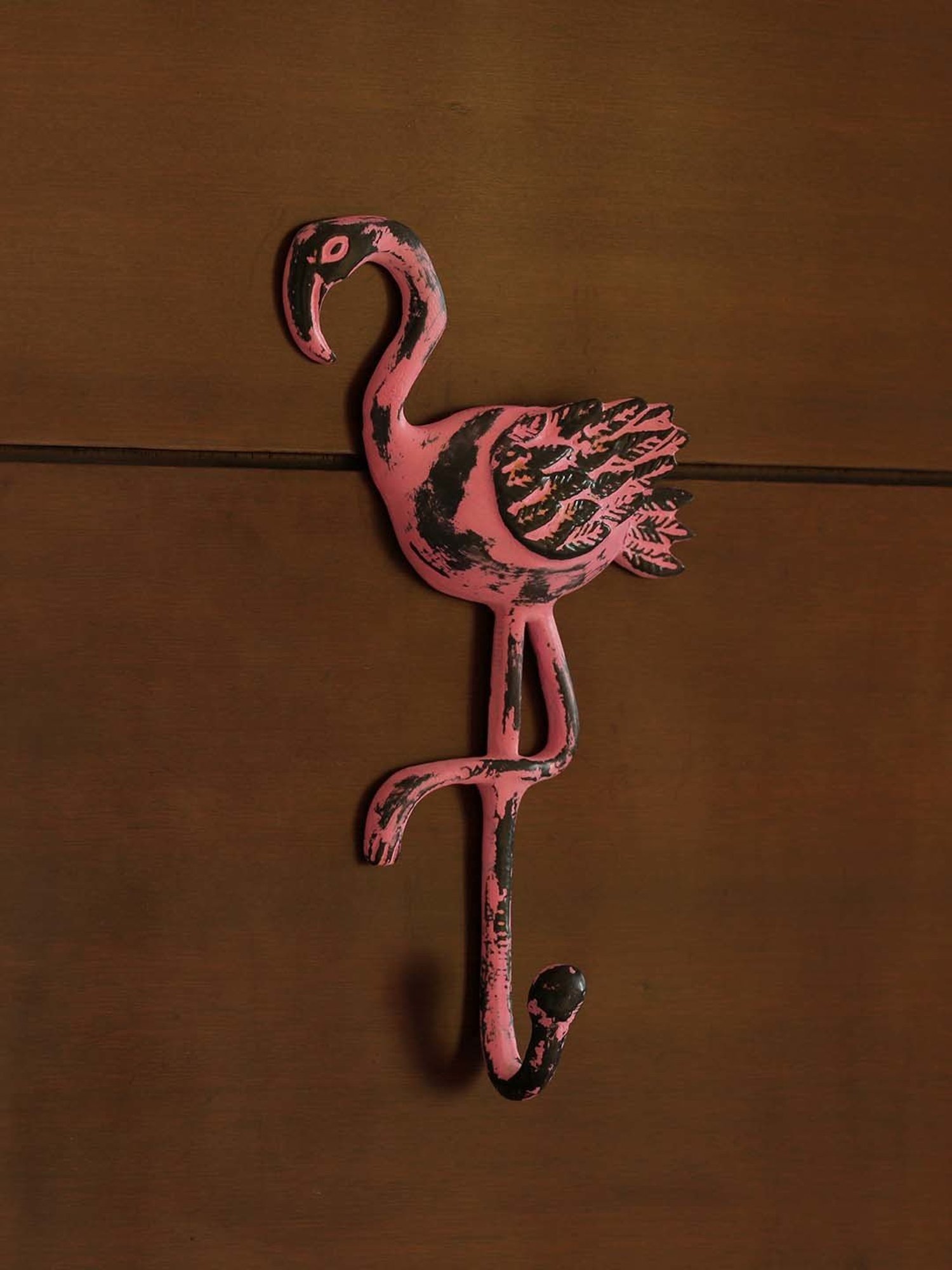 ExclusiveLane 'The Blushing Flamingo' Rustic Aluminium Wall Decor & Wall Hook (8.7 Inch)