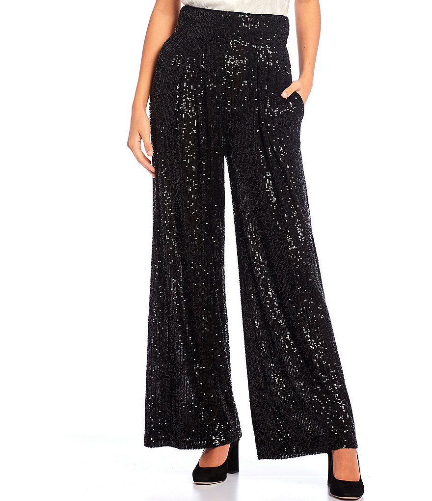 Eliza J Sequin Wide Leg Pants