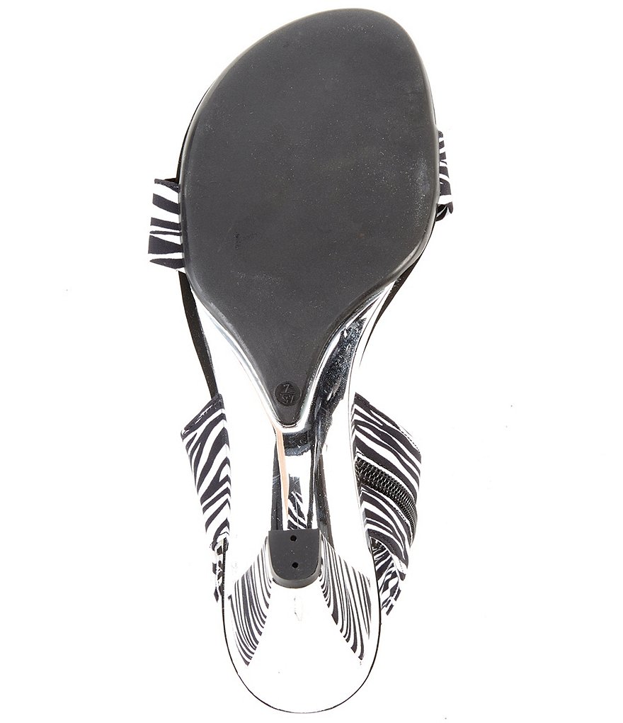 Onex Saphire Zebra Print Ankle Strap Rhinestone Dress Sandals