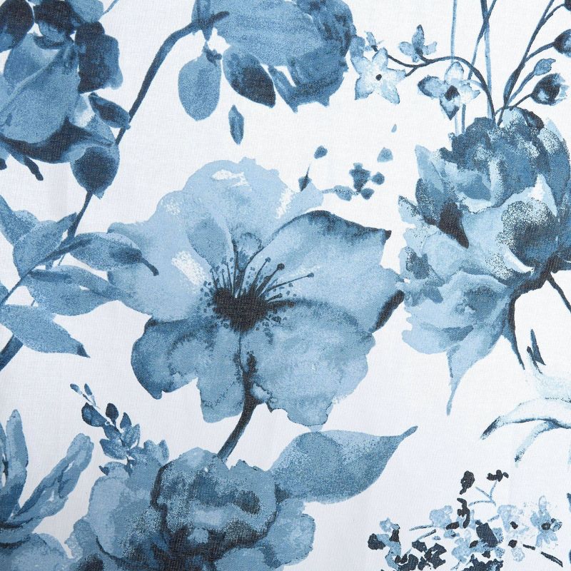 72"x72" Wild Flower Cotton Fabric Shower Curtain Blue - Nicole Miller