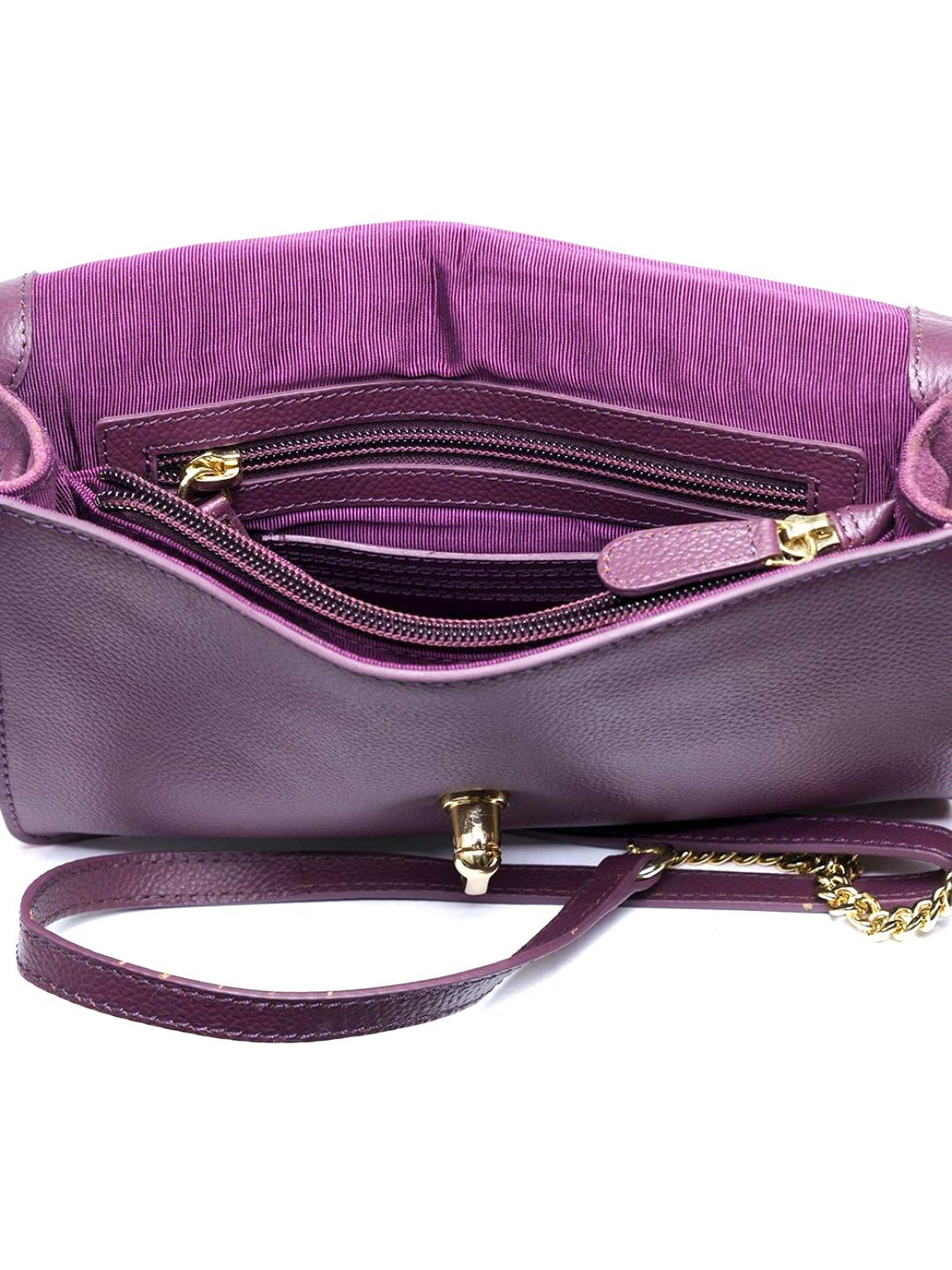 RI2K London Purple Leather Medium Textured Cross Body Bag