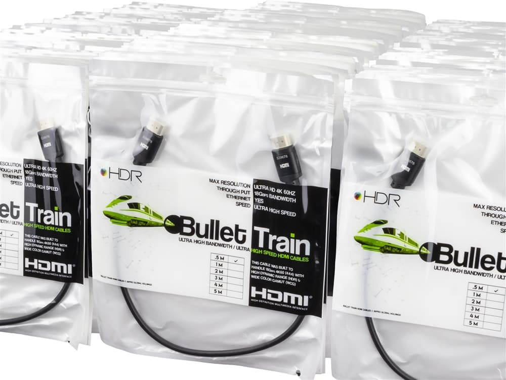 AVPro Edge AC-BTJump-AUHD-MP 0.5m/1.6ft Bullet Train HDMI Jumper Cable/18Gbps Ultra High Speed (Masterpack/QTY 100)