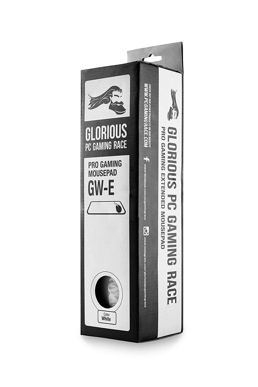 Glorious Extended White Gaming Mouse Pad/Mat - Long Cloth Mousepad, Stitched Edges | 36x11 (GW-E)