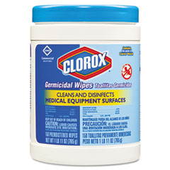 Germicidal Wipes, 6 X 5, Unscented, 150/Canister