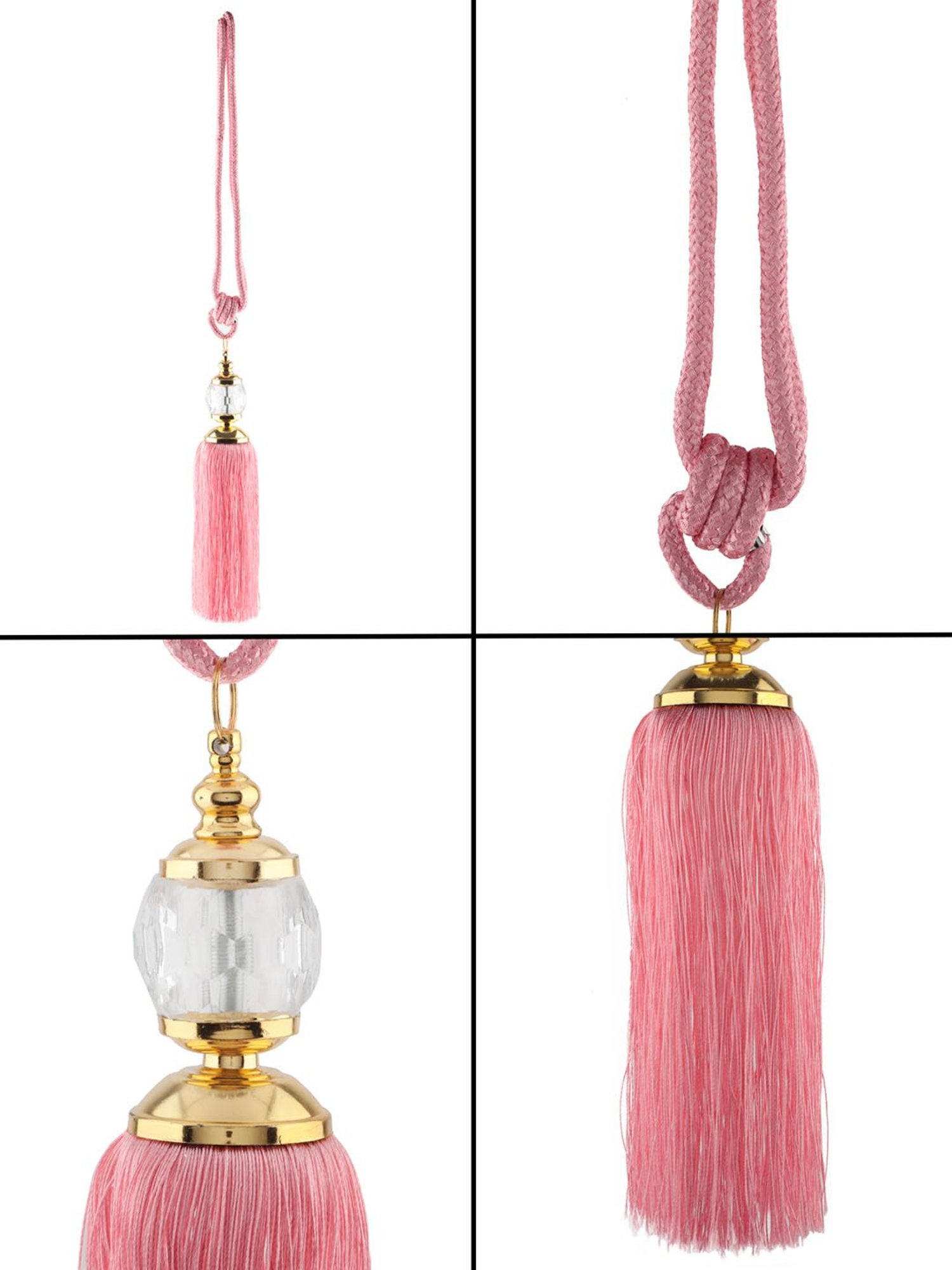 Romee Pink Polyester Printed Curtain Tie and Hold Backs