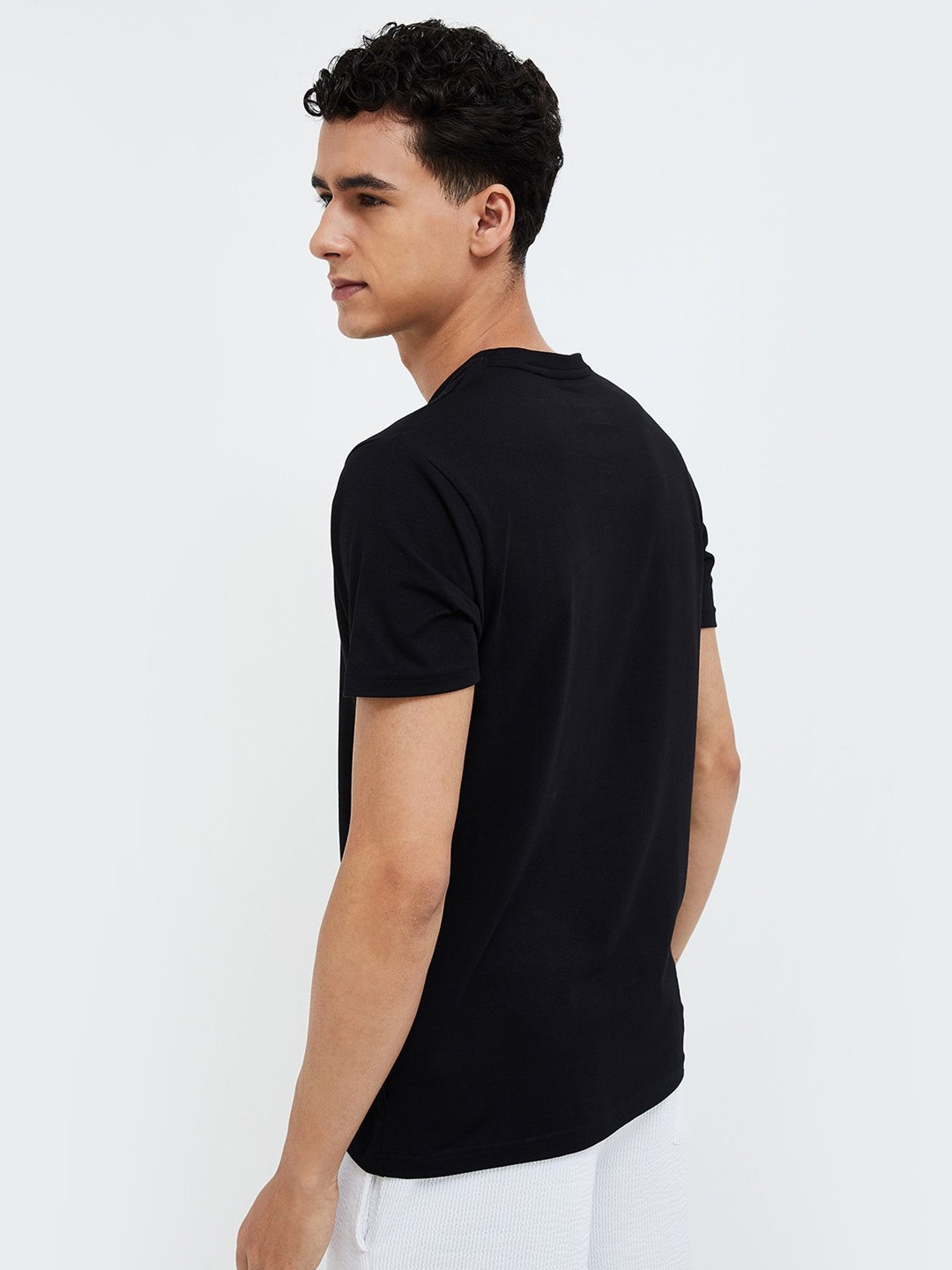 KAPPA Black Regular Fit Printed Sports T-Shirt