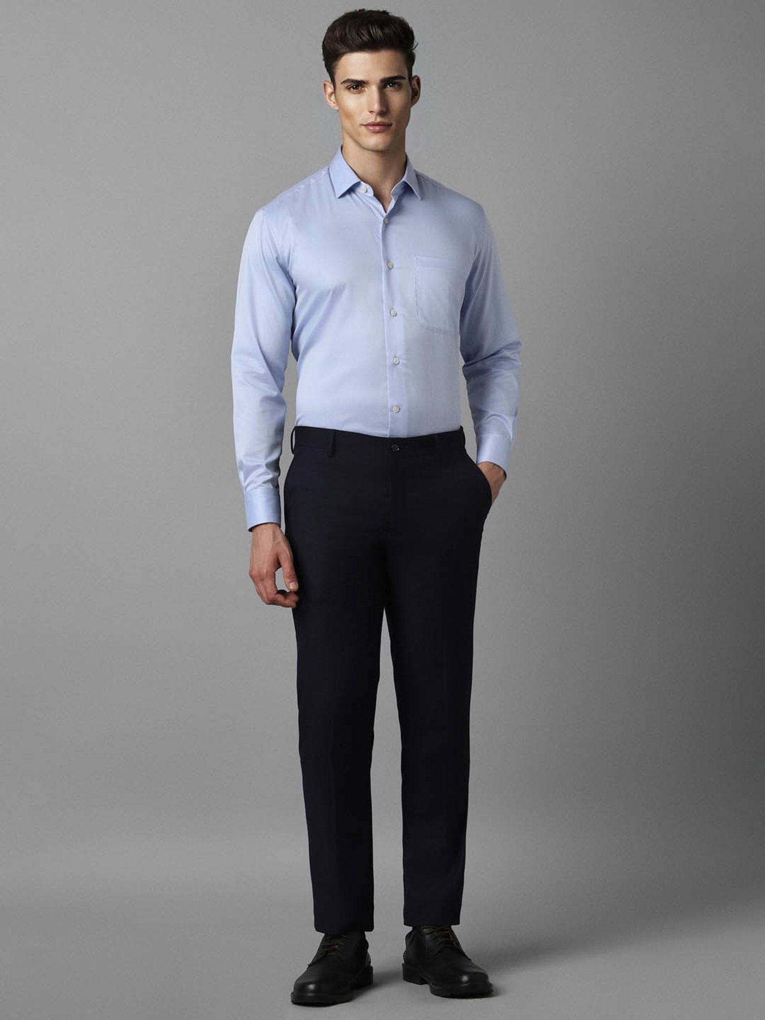 Louis Philippe Navy Blue Slim Fit Trousers