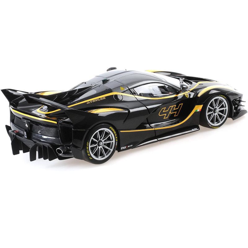 Ferrari FXXK Evo Nero #44 John Taylor Black with Yellow Accents 1/18 Diecast Model Car by BBR