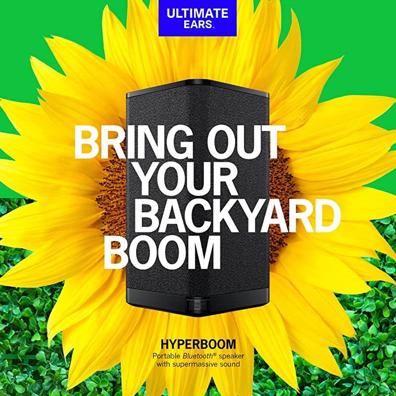 Hyperboom Portable & Home Wireless Bluetooth Speaker, Loud Speaker, Big Bass, Water resistant IPX4, 150 Ft Range &ndash; Black