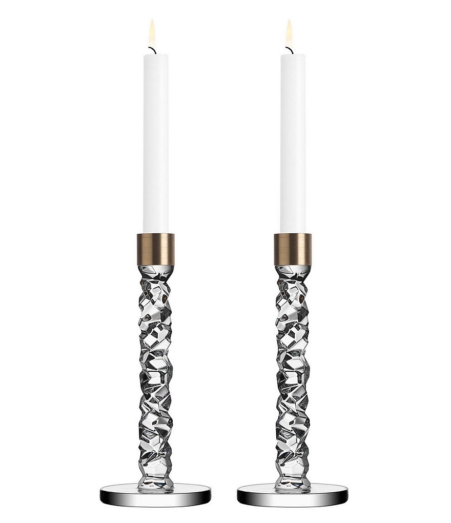 Orrefors Carat Brass Candlestick, Set of 2