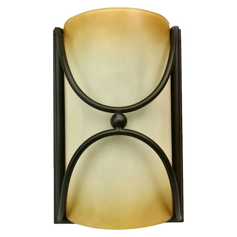 Rustic Wall Sconce with Amber Ombre Glass Shade Bronze 9" - Thr3e Lighting