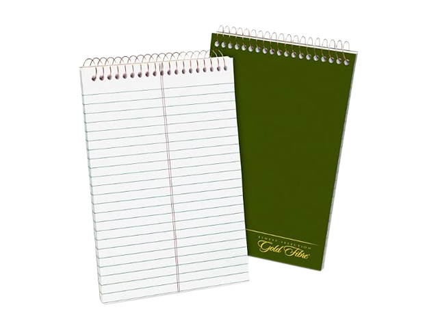 Ampad 20-806R Gold Fibre Steno Book, 6" x 9", Gregg Rule, Green Cover, 100 Sheets