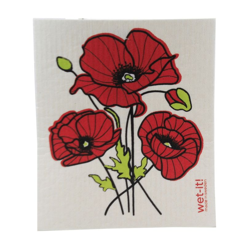 Swedish Dish Cloth 7.75" Poppy & Paisley Multi Cloth Absorbant Cleaning  -  Dish Cloth