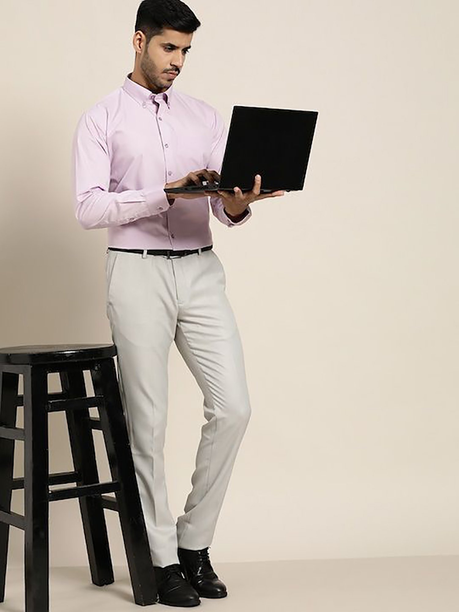 Hancock Purple Slim Fit Solid Shirts