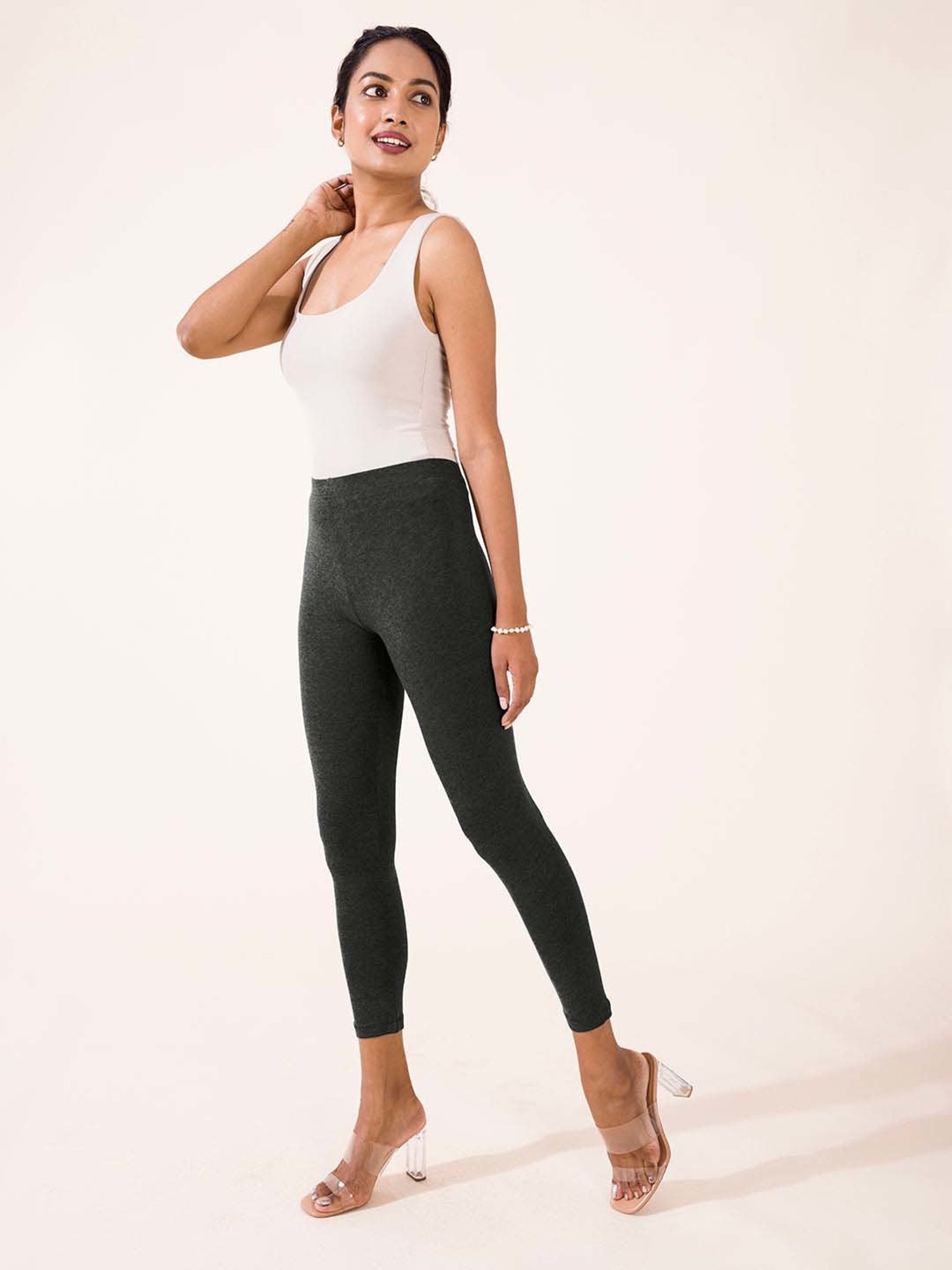 Go Colors! Grey Cotton Crop Leggings