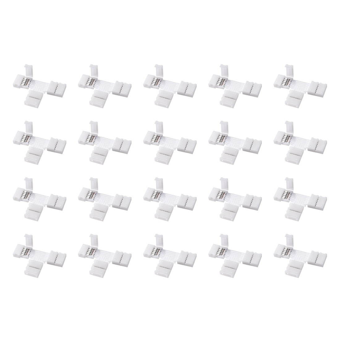 10mm 5P T-shape LED Strip Connector Quick Splitter for 5050 3528 RGB 5 Conductor Strip Lights 10Pcs