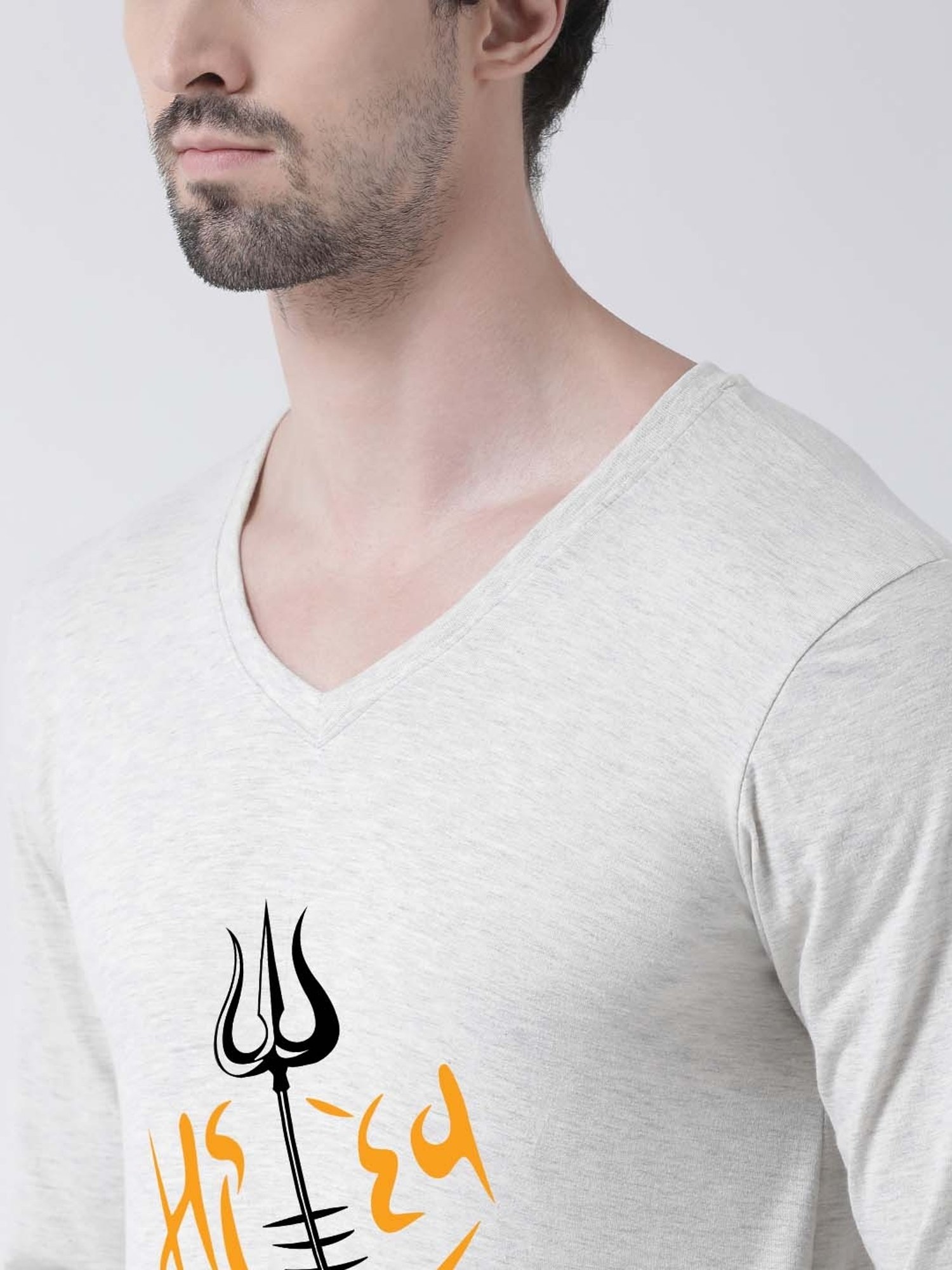 Friskers Grey Cotton Slim Fit Printed T-Shirt