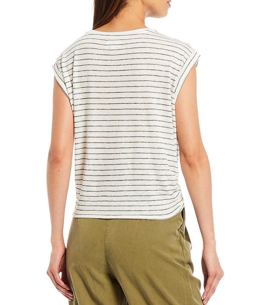 Every Stripe Crew Neck Cap Sleeve Tank