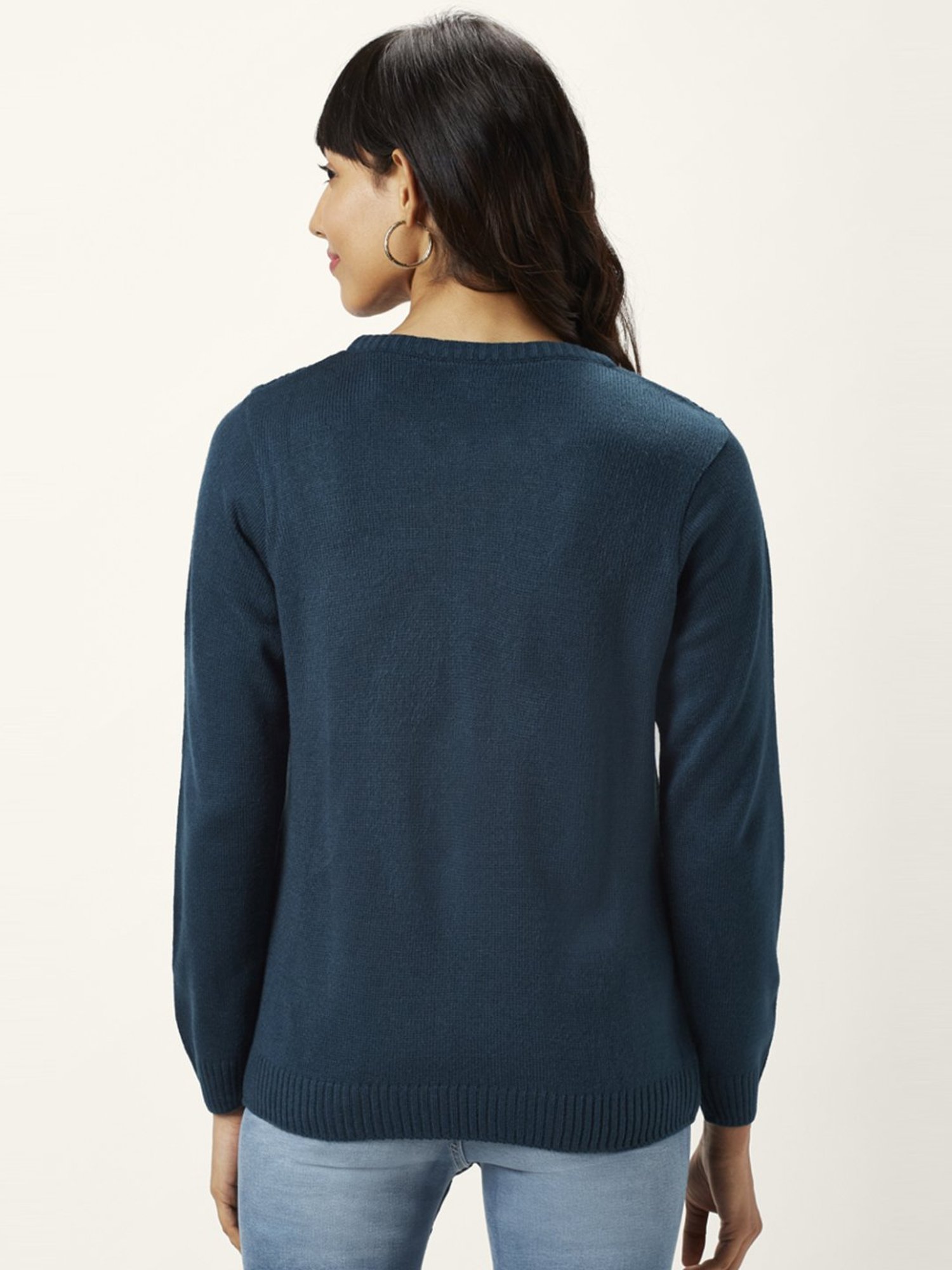 Honey by Pantaloons Blue Self Pattern Sweater