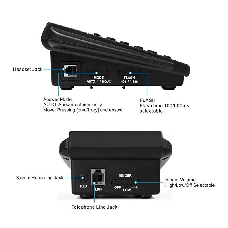 Corded Phone Headset,  Call Center Telephone Headset with Dialpad, Noise Cancelling Phone Headsets for Office/House Phones