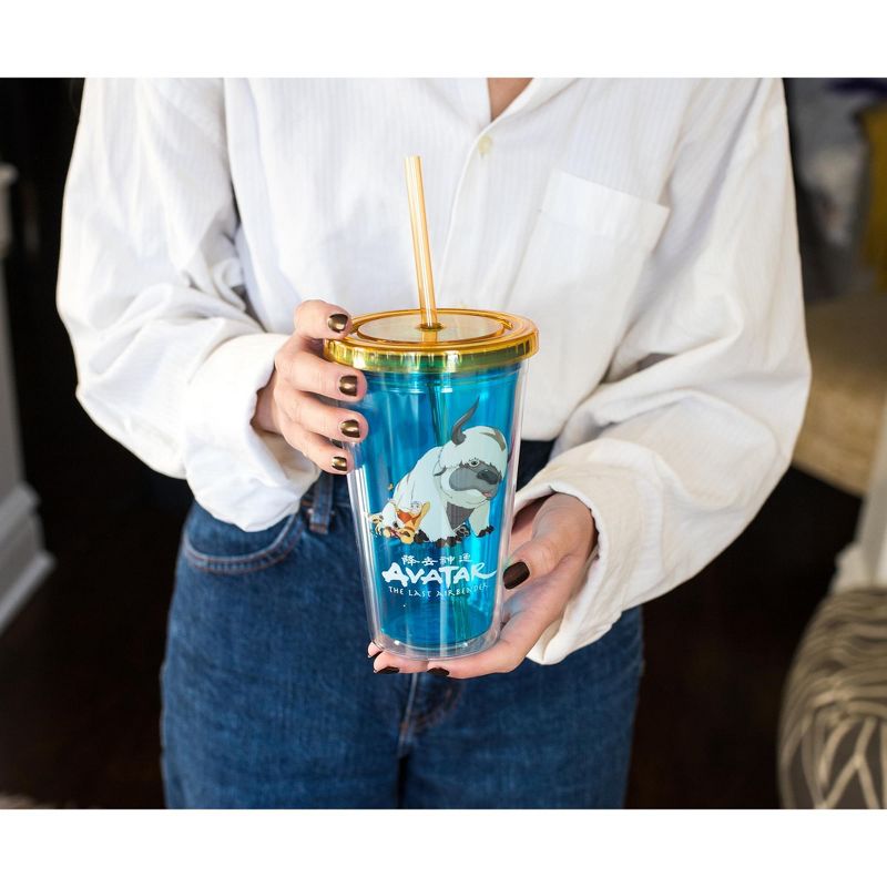 Surreal Entertainment Avatar: The Last Airbender Aang and Appa Carnival Cup With Straw | 16 Ounces