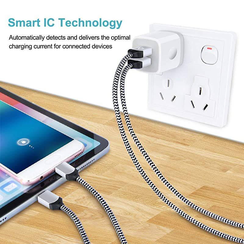 Box, Wall , Dual USB Phone Adapter, 2.1 amp USB Plugs 3 Pack Wall Plug in Fast Charging Blocks for iPhone 12 11 Pro Max XS XR X SE 8 7 6S Plus Samsung Galaxy S21 S20 Note 21 20