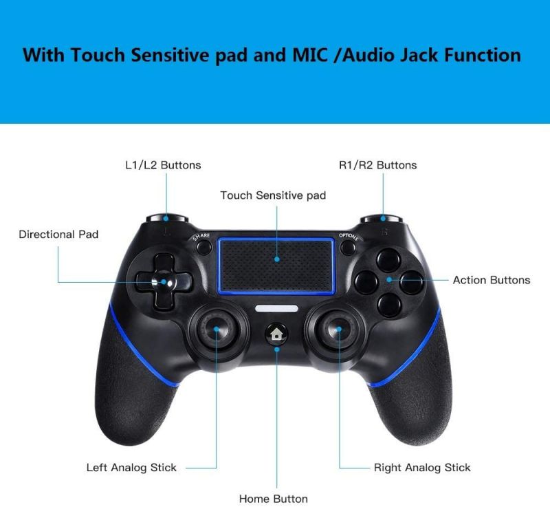 PS4 Wireless Controller for Playstation 4, Professional PS4 Gamepad,Touch Panel Joypad with Dual Vibration, Instantly Timely Manner to Share Joystick