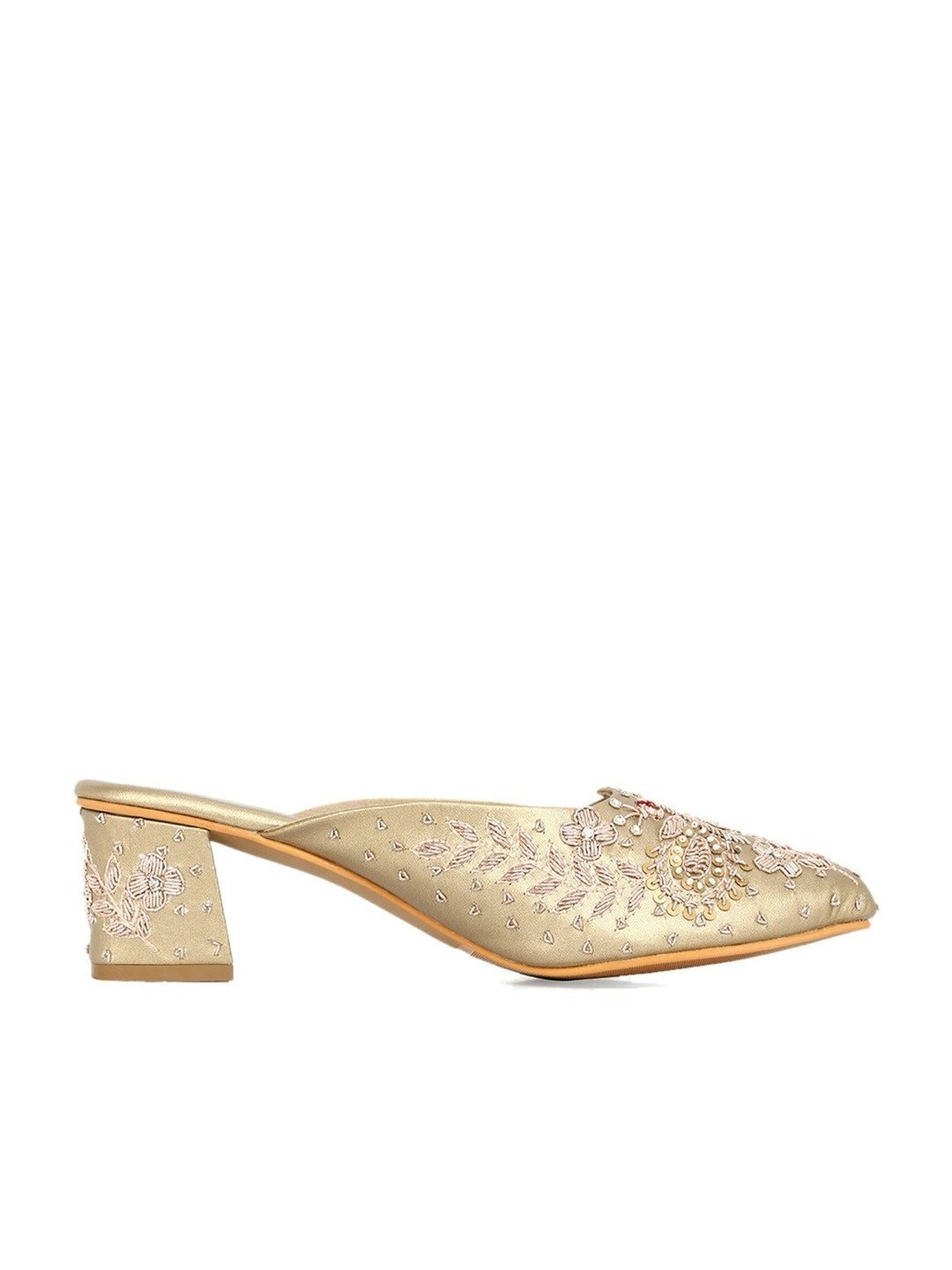 NR by Nidhi Rathi Women's Golden Mule Shoes