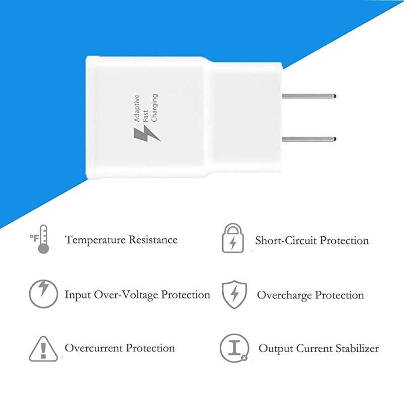 Adaptive Fast Charging Wall Charger Compatible with Samsung Galaxy Note9 Note8 Note5 S10 S9 S8 S8 S7 S6 Plus Galaxy S8 Active and More 2 Pack White