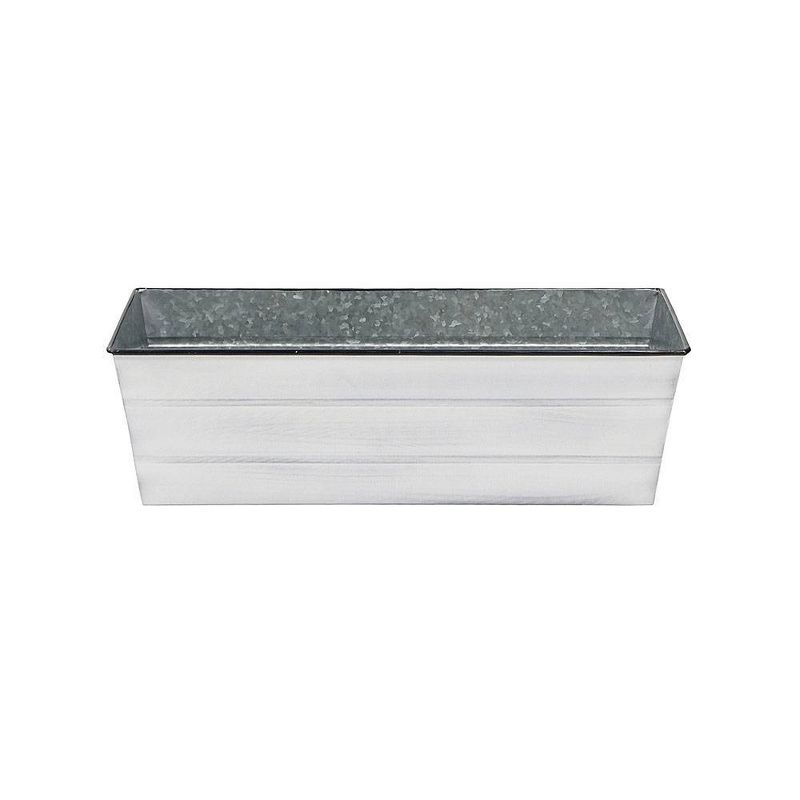 24" Medium Galvanized Steel Flower Box Planter with Wall Brackets Cape Cod White - ACHLA Designs
