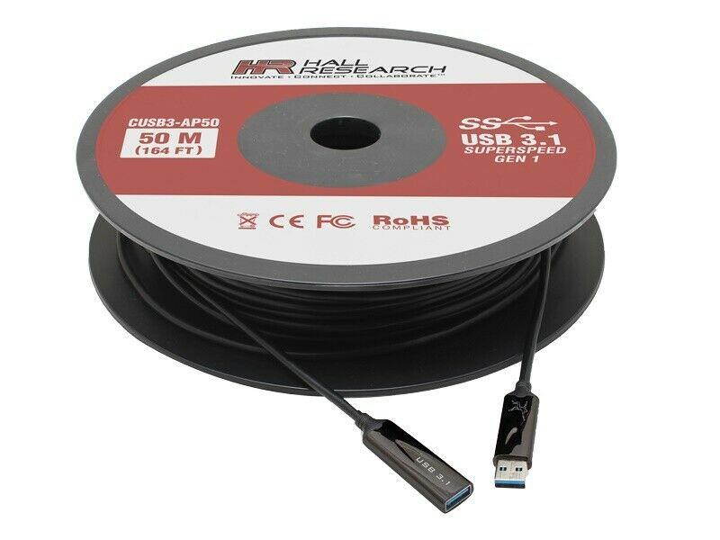 Hall Research CUSB3-AP15 15m/50ft USB3.0/3.1 Javelin Active Optical Plenum Cable