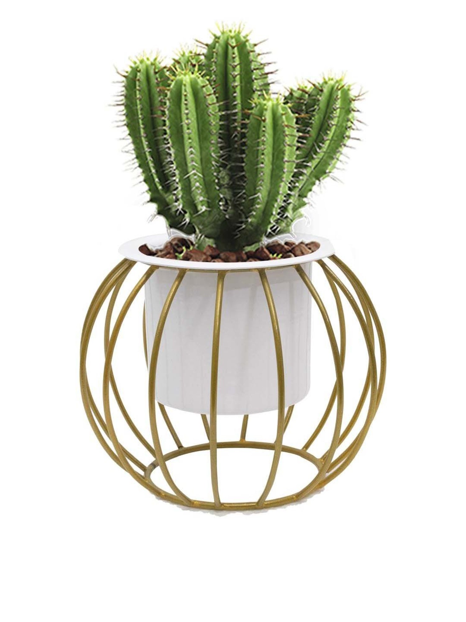 Homesake Gold & White Metal Planters Top Designer Metallic Combo Stand - Set of 2